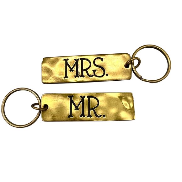 Accessories - Mr. & Mrs. Brass Keychain Set Bridal Wedding Engagement Anniversary